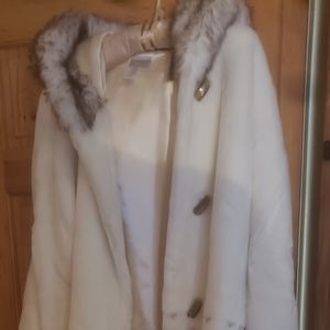 Coldwater Creek faux fur coat with hood